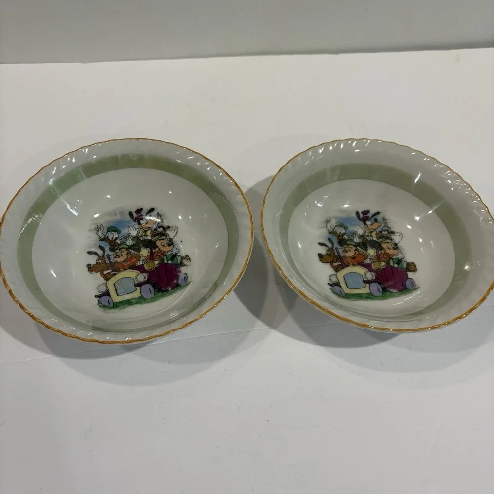 Vtg Walt Disney Productions Ceramic Cereal Bowl Set 5